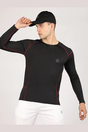 CHKOKKO Men Black Solid Round Neck Dry Fit T-shirt