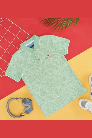 Pantaloons Boys Tropical Printed Polo Collar Pure Cotton T-shirt