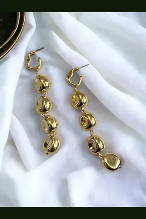 ISHKAARA Classic Gold-Plated Artificial Beads Beaded Drop Earrings