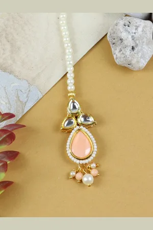 asthetika Girls Kundan Studded Maang Tikka Head Jewellery