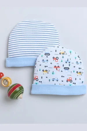 BUMZEE Boys Set Of 2 Printed Cotton Beanies