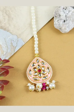 asthetika Girls Kundan Studded Maang Tikka Head Jewellery