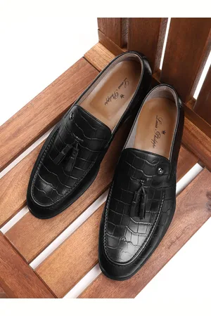Louis Philippe Men Textured Leather Slip-On Shoes