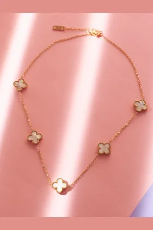 Salty Mother of Pearl Clover Necklace for Women