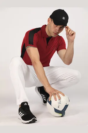 CHKOKKO Men Maroon Solid Polo Collar Gym T-shirt