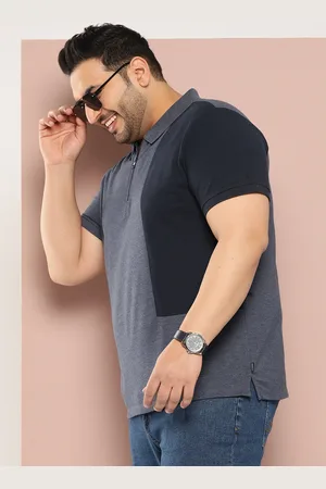 Sztori Men Plus Size Colourblocked Polo Collar Pure Cotton T-shirt