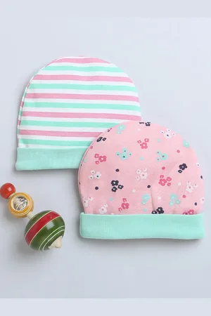 BUMZEE Girls Set Of 2 Printed Cotton Beanies