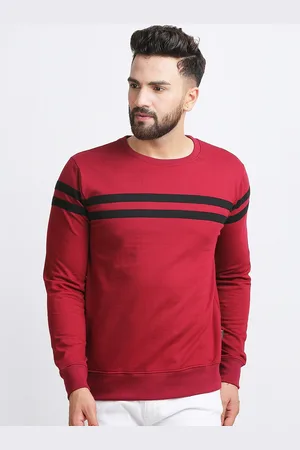 Rodzen Men Maroon Striped Pullover