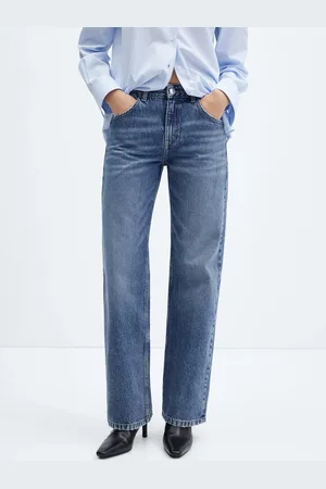 MANGO Women Straight Fit Pure Cotton Light Fade Jeans