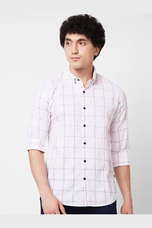 SPYKAR Men Windowpane Checked Opaque Cotton Casual Shirt