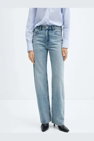 MANGO Women Straight Fit Pure Cotton Light Fade Jeans