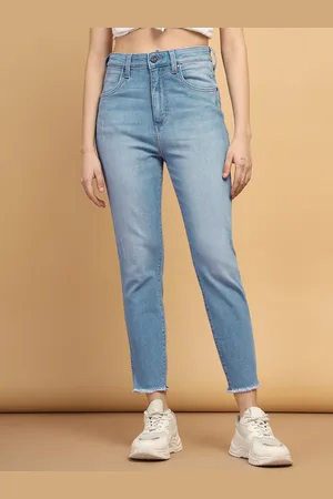 Wrangler Women Skinny Fit High-Rise Low Distress Light Fade Stretchable Jeans