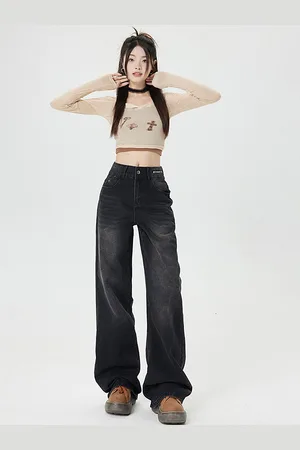 LULU & SKY Women Wide Leg Clean Look Light Fade Jeans