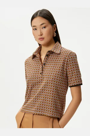 Koton Women Printed Polo Collar T-shirt