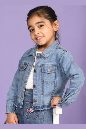 Superminis Girls Spread Collar Longline Denim Jacket