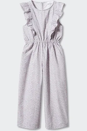 MANGO Girls Printed Ruffled Pure Cotton Jumpsuit