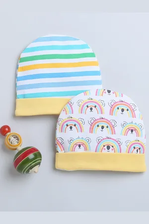 BUMZEE Girls Set Of 2 Printed Cotton Beanies