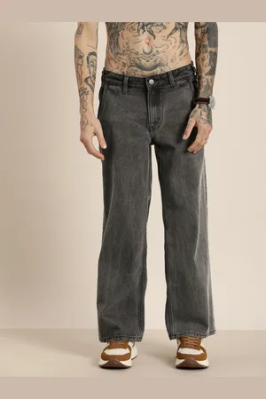 HERE&NOW Men Pure Cotton Baggy Fit Light Fade Mid-Rise Jeans