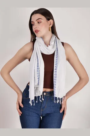 DressBerry White & Blue Self Design Scarf