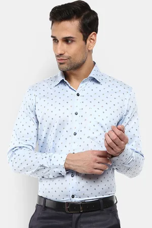 V-Mart Men Blue Standard Floral Printed Formal Shirt