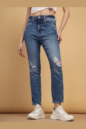 Wrangler Women Skinny Fit High-Rise Distressed Light Fade Stretchable Jeans