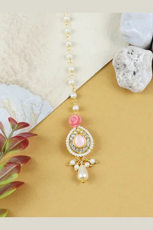 asthetika Girls Kundan Studded Maang Tikka Head Jewellery