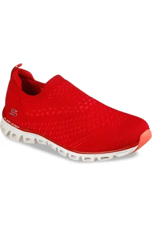 Skechers Women Red Woven Design Slip-On Sneakers