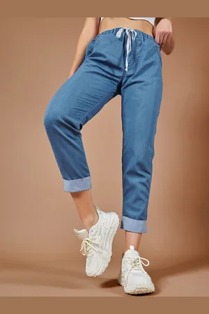 DOLCE CRUDO Women Lightweight Blue Mid Rise Relaxed Fit High-Rise Stretchable Jeans