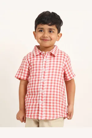 Campana Boys Gingham Checks Opaque Checked Cotton Casual Shirt