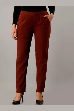 HERE&NOW Women Relaxed Cotton Pleated Trousers