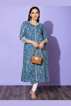Globus Floral Printed Beads and Stones Cotton Kurta