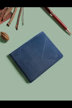 Hidesign Men Blue Textured Leather Two Fold Wallet