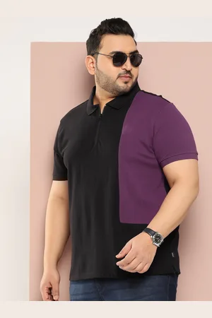 Sztori Men Plus Size Colourblocked Polo Collar Pure Cotton T-shirt