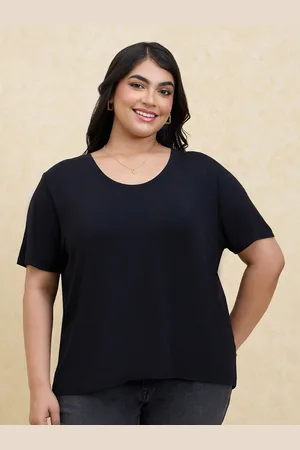 20Dresses Plus Size Black SS24 Round Neck Short Sleeves Regular T-shirt