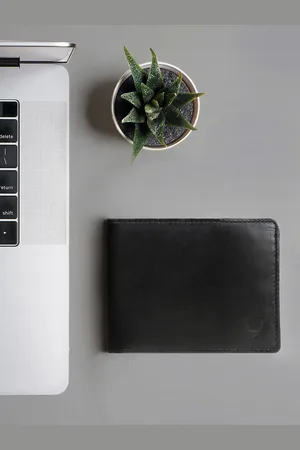 Hidesign Men Black Leather Two Fold Wallet
