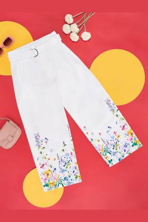 Pantaloons Girls Printed Cotton Flared-Fit Track Pants