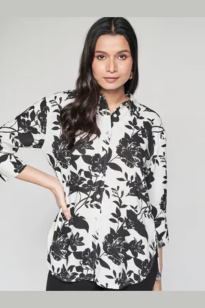 AND Floral Printed Linen Shirt Style Top