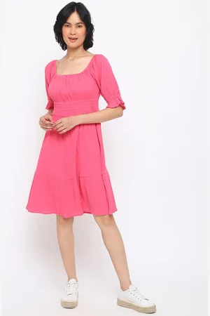 Fabindia Square Neck Bell Sleeves Cotton A-Line Dress