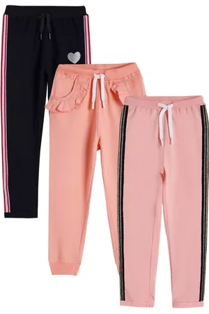 Anthrilo Girls Pack Of 3 Dry Fit Cotton Joggers