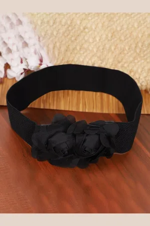 DressBerry Women Black Textured Stretchable Wide Belt