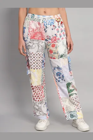 HANDICRAFT PALACE Women Floral Printed Pure Cotton Relaxed Straight Leg Loose Fit Trousers