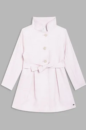Elle Girls Checked Stand Collar Princess Coat