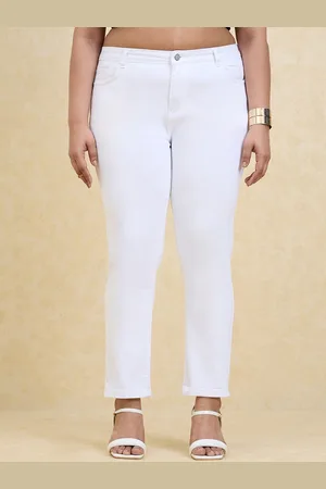 20Dresses Women Plus Size White Slim Fit High-Rise Clean Look Stretchable Jeans