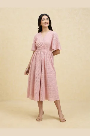 20Dresses Pink Embroidered Fit & Flare Midi Dress