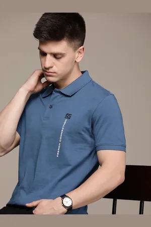French Connection Brand Logo Printed Polo Collar Pure Cotton T-shirt
