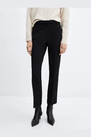 MANGO Women Straight Fit Formal Trousers with Belt