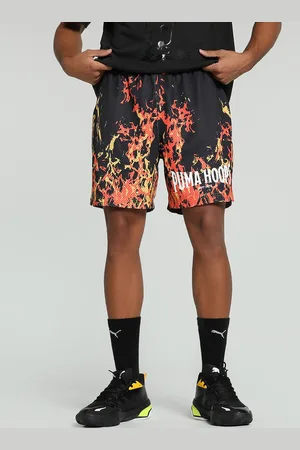 PUMA Men Straight Flames Printed Basketball Sports Shorts