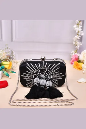 Voylla Self Design Embellished Structured Handheld Bag