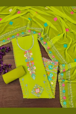 MANVAA Floral Embroidered Unstitched Dress Material