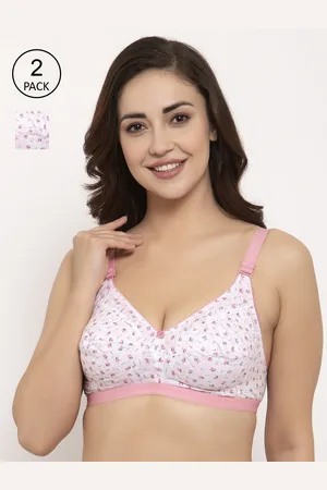Seamless Women Pink Self Design Nylon With Net Bra, Size: 30c To